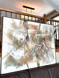 lot 8 image: Early 80s abstract sofa sized vintage painting