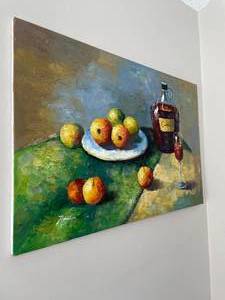 lot 11 image: Large impasto still life painting