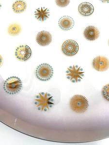 lot 19 image: Vintage round atomic era glass serving platter.