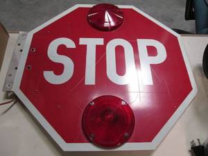 lot 27 image: Metal STOP sign with Reflective fla...
