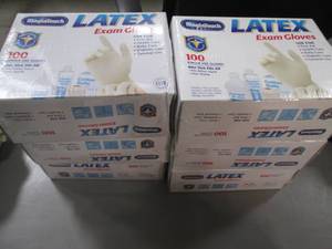 lot 54 image: Lot of 6 boxes of Latex exam gloves...