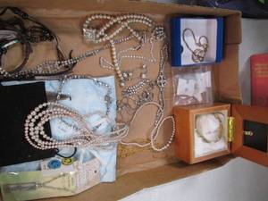 lot 57 image: Small Wooden Jewelry Box and a flat...