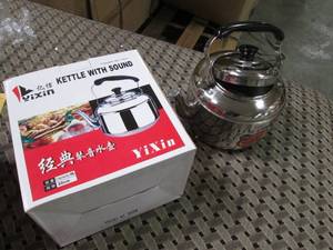 lot 129 image: 4L Stainless Whistling Tea Kettle...