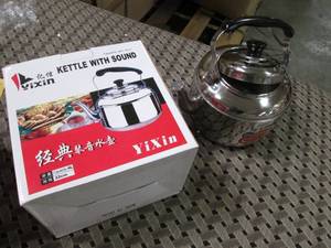 lot 130 image: 4L Stainless Whistling Tea Kettle...