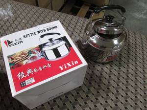 lot 132 image: 4L Stainless Whistling Tea Kettle...