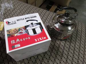 lot 134 image: 4L Stainless Whistling Tea Kettle...
