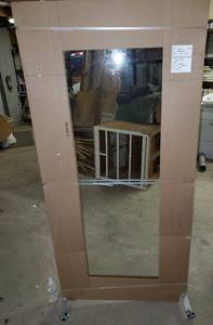 lot 2 image: Clear Glass 36 wide x 77 tall wwheels