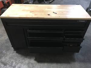 Heavy-Duty 61 in. W 10-Drawer 1-Door, Deep Tool Chest Mobile Workbench in Matte Black see pictures