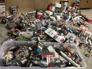 Gaylord full of assorted tools door knobs and hardware customer returns open boxes see pictures