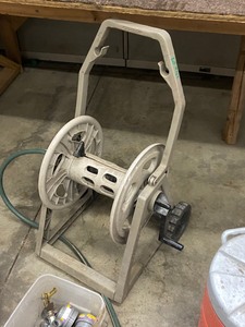 lot 41 image: Lot Of Assorted Hose Reel, Drink Cooler, Power Tools, Auger, Etc