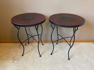lot 3 image: Pair of Metal End Tables