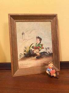 lot 22 image: Hummel Goebel Boy Figurine and Painting