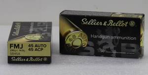 lot 1 image: 100 Sellier & Bellot 45ACPAUTO 230gr FMJ Cartridges