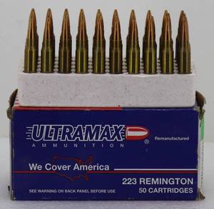 lot 10 image: 50 UltraMax .223 50GR Hollow Point Cartridges