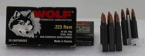 lot 12 image: 29 Wolf .223 FMJ Cartridges