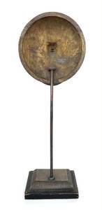 lot 28 image: Antique bronze door knocker mounted to a museum quality &nbspstand.
