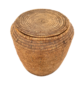 lot 3 image: Native American lidded basket circa 1920s northwestern tribes.