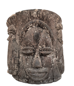 lot 9 image: Larger than you think, heavy, antique African carved figural wood mortar