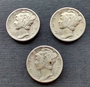 3 Mercury Dimes