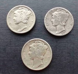 3 Mercury Dimes
