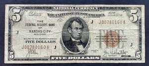 1929 $5.00 Note - Kansas City