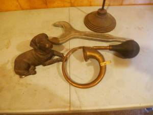 Antique Car Horn, Ash Bucket,