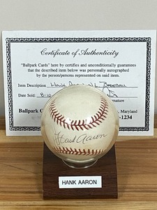 Autographed Hank Aaron Baseball