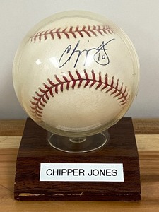 Autographed Chipper Jones Baseball & All Star Program