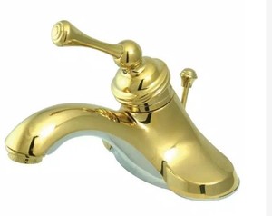 lot 619 image: Kingston Brass Vintage 4 in. Centerset Single-Handle Bathroom Faucet in Polished Brass