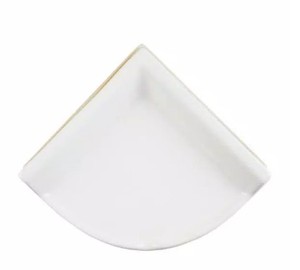 lot 642 image: White Ceramic Wall Mounted Corner Shelf - Set of 2