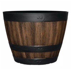 lot 643 image: 11.33 in. Dia x 8.51 in. H Kentucky Walnut Plastic Wine Barrel - Set of 2