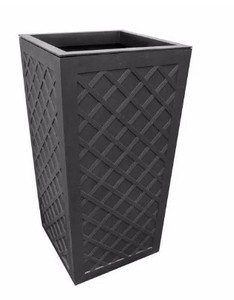 lot 646 image: Tierra Verde Vitality 13.5 in. W x 26.5 in. H Square Slate Rubber Self-Watering Planter