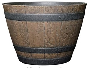 lot 667 image: Classic Home and Garden 72D-037R Whiskey Barrel Planter, 15, Kentucky Walnut