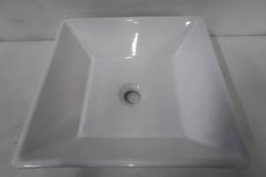 lot 648 image: MJ-230 Art Ceramic Fireclay Square Vessel Bathroom Sink