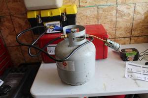 lot 23 image: Greenwood Propane Torch with Propane Tank and Hose