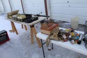 lot 30 image: Fishing Equipment - Tackle Boxes, Tackle, Rod Holders, Zebco Rods with Reels (x4), Misc. Fishing Equipment