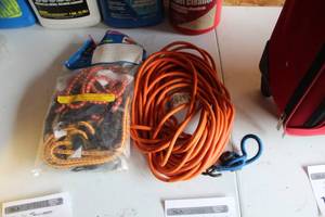 lot 122 image: Extension Cord, Bungee Cords 12-piece (in bag)