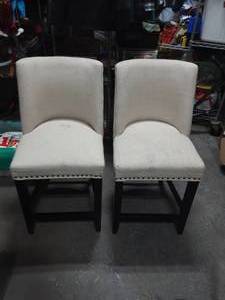 lot 2 image: Pair Of Pier I Counter Height Stools With Tack Trim.  19x19xx38 Tall Seat Height-23