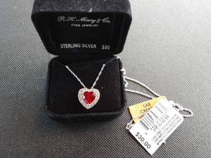 lot 11 image: New With Tags Sterling Silver Necklace With Heart Charm