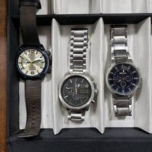 lot 1 image: 3-Mens Watches (2-Diesel, 1-Fossil)