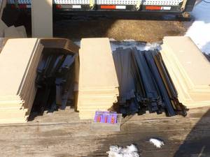 Lots of steel & wood shelves. 34 x 14 x 36 high. Approx 120 shelves all one price. As shown.