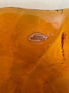 lot 43 image: Blenko Amber Cabbage Leaf Bowl