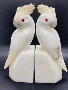 lot 65 image: Pair of Marble Cockatoo Bookends