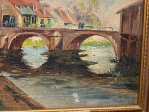 lot 143 image: Antique Oil on Board Painting