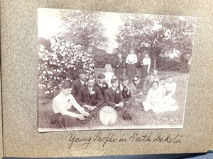 lot 146 image: 1900s Photographs From Brandt, South Dakota and other SD Cities and Souvenir Paper Weight
