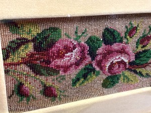lot 145 image: Framed Antique 19th Century Beaded Roses