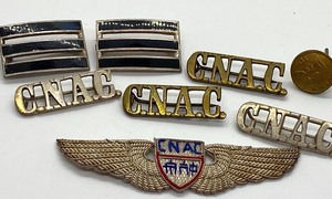 lot 208 image: China National Aviation Corporation Patch, Pins and Two Buttons