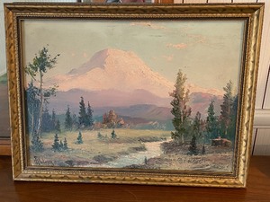 lot 211 image: Antique Scenic Oil on Canvas Painting
