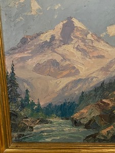 lot 212 image: Antique Oil on Canvas Scenic Painting