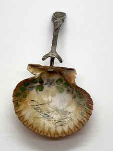 lot 229 image: 1900s Shell and Mermaid Sterling Souvenir Spoon from Saratoga, Wyoming